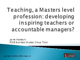 Teaching, a Masters level profession: developing inspiring