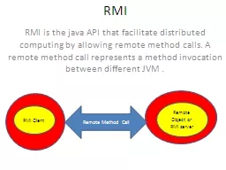RMI RMI is the java API that facilitate distributed computi