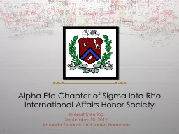 Alpha Eta Chapter of Sigma Iota Rho International Affairs H