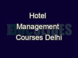 Hotel Management Courses Delhi
