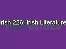 Irish 226: Irish Literature