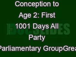 Conception to Age 2: First 1001 Days All Party Parliamentary GroupGrea