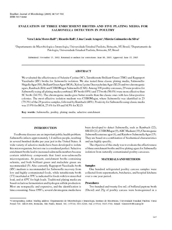 Brazilian Journal of Microbiology (2005) 36:147-150ISSN 1517-8382147
.