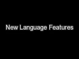 New Language Features