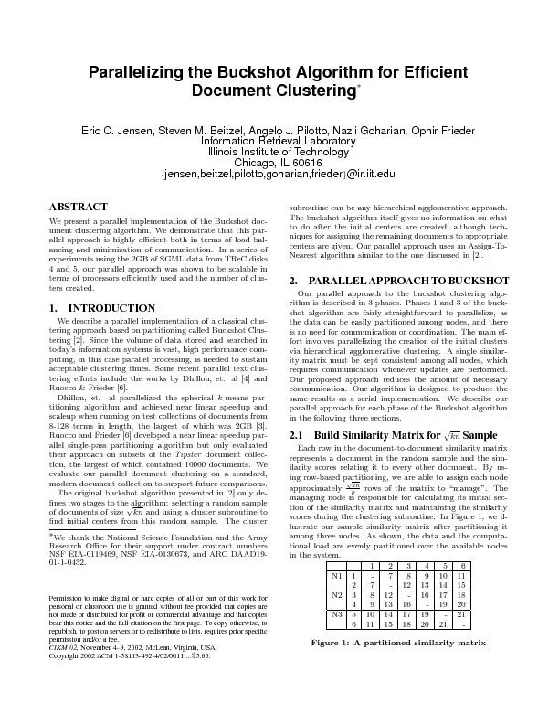ParallelizingtheBuckshotAlgorithmforEfcientDocumentClusteringEricC.J