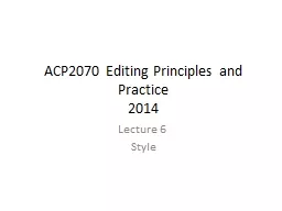 ACP2070 Editing Principles and Practice
