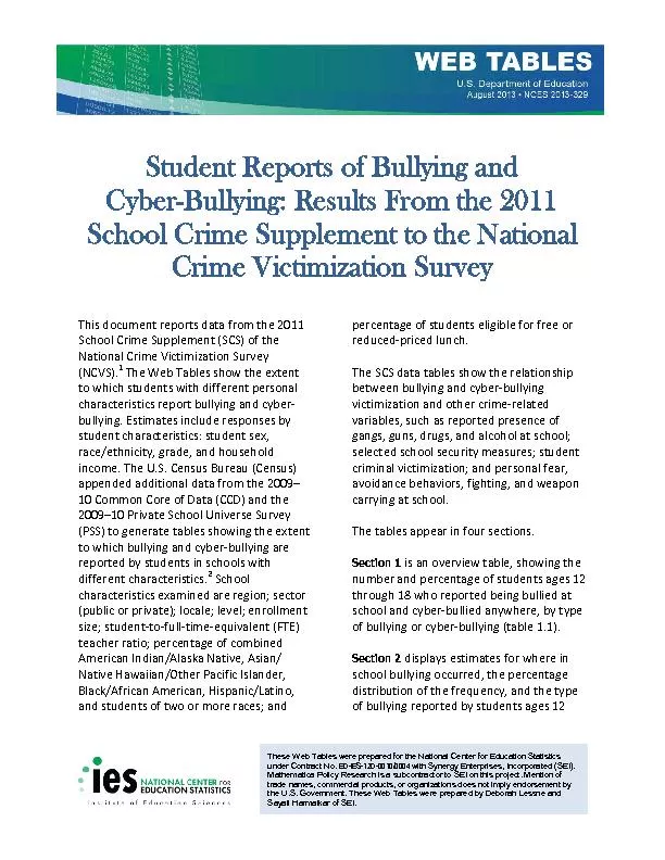 Student Reports of Bullying and  CyberBullying: Results From the 2011