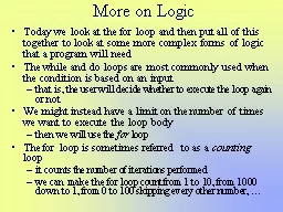 More on Logic
