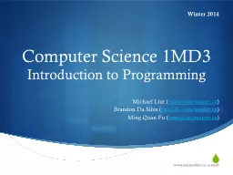 Computer Science 1MD3