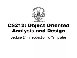 CS212: Object Oriented Analysis and Design
