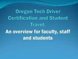 Oregon Tech Driver Certification and Student Travel: