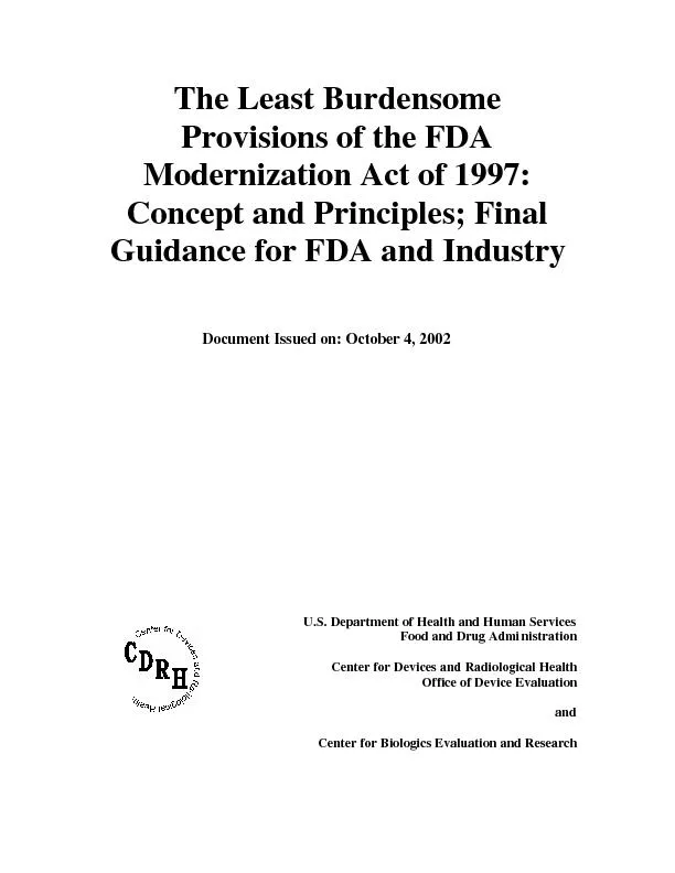 The Least Burdensome Provisions of the FDA Modernization Act of 1997: