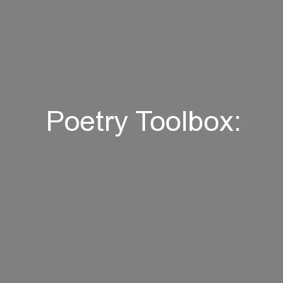 Poetry Toolbox: