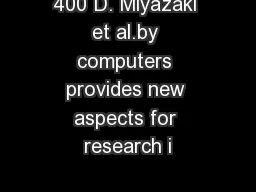 400 D. Miyazaki et al.by computers provides new aspects for research i