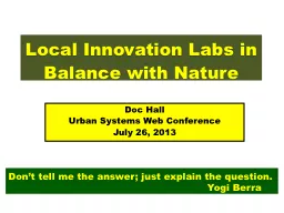 Local Innovation Labs in Balance with Nature