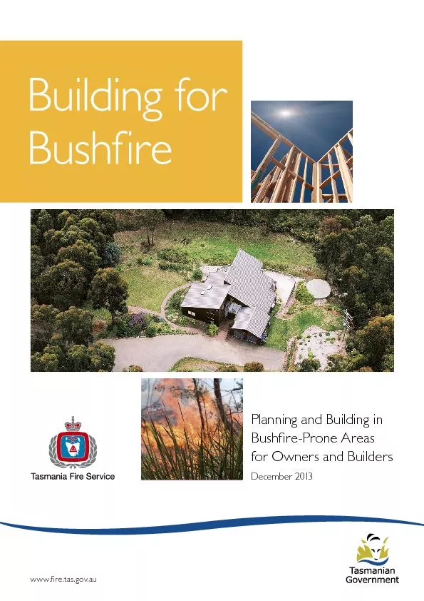 Planning and Building in Bushre-Prone Areas for Owners and Builders D