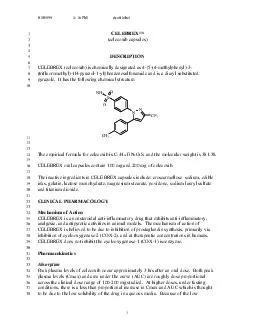 PM draft label CELEBREX celecoxib capsules DESCRIPTION CELEBREX celecoxib is chemically