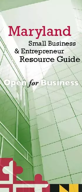 Maryland& EntrepreneurResource Guide