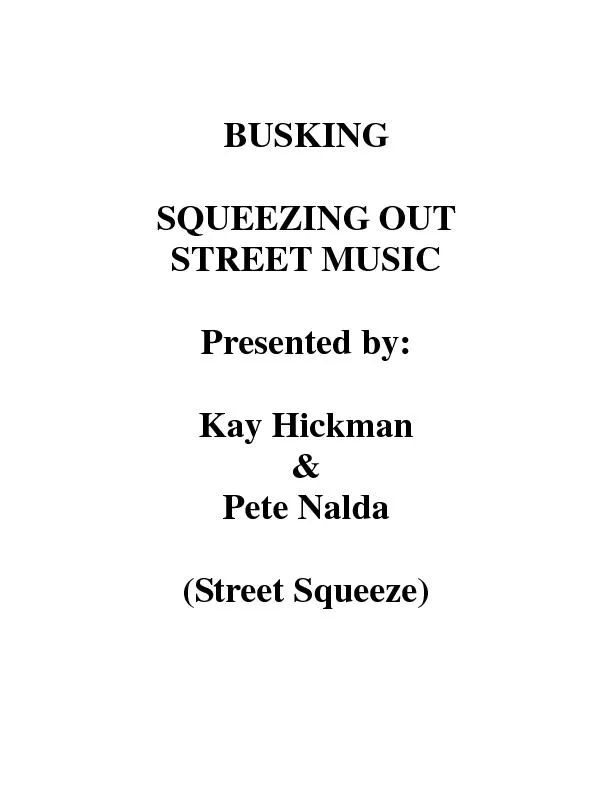 SQUEEZING OUT STREET MUSIC