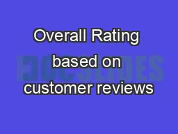 Overall Rating based on customer reviews