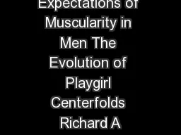Cultural Expectations of Muscularity in Men The Evolution of Playgirl Centerfolds Richard