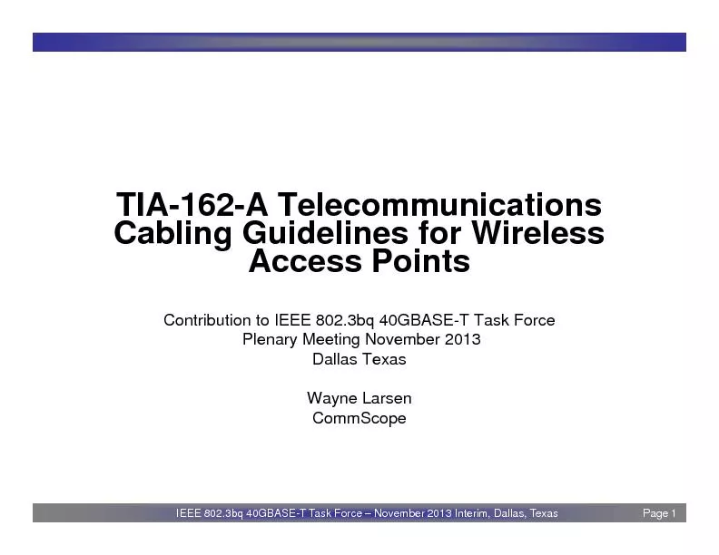 TIA-162-A Telecommunications Cabling Guidelines for Wireless