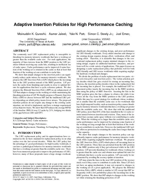 AdaptiveInsertionPoliciesforHighPerformanceCachingMoinuddinK.QureshiyA