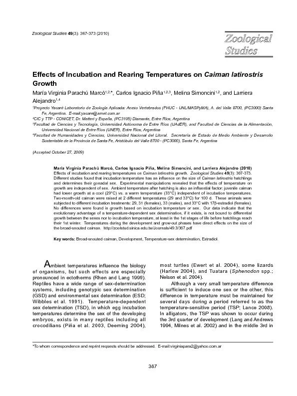 Effects of Incubation and Rearing Temperatures on