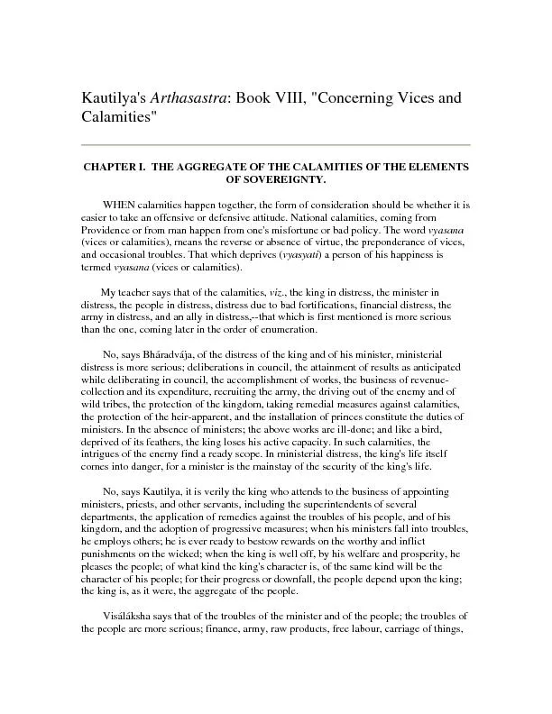 Kautilya's Arthasastra: Book VIII, 