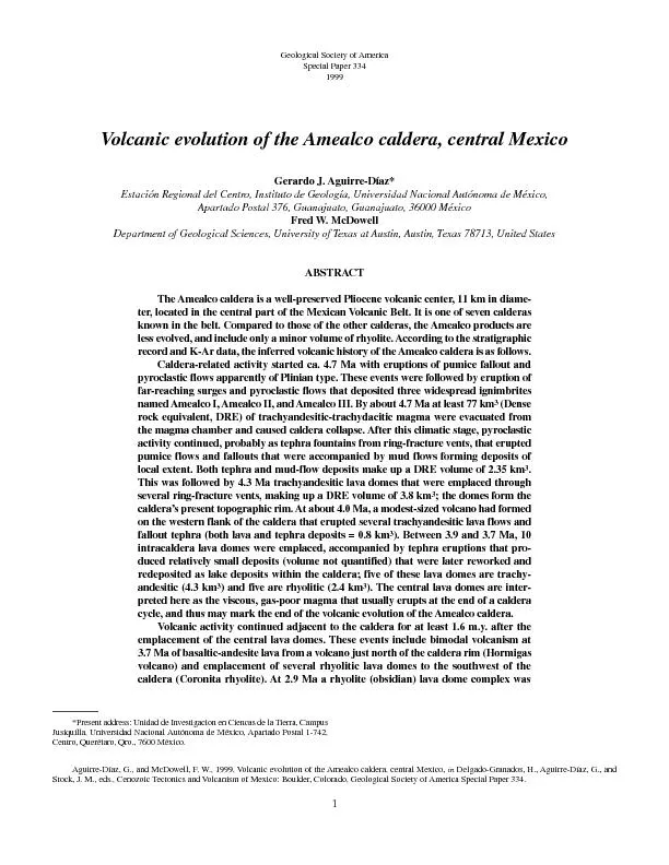 Geological Society of AmericaSpecial Paper 334Volcanic evolution of th