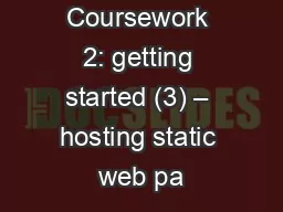 Coursework 2: getting started (3) – hosting static web pa