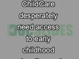 A discussion paper for Canadas th national child care policy conference ChildCare desperately
