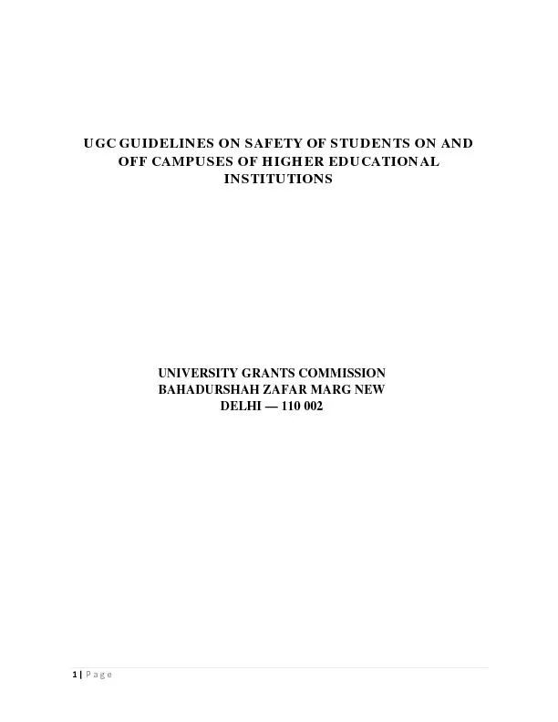 UGC GUIDELINES ON SAFETY OF STUDENTS ON AND DELHI 