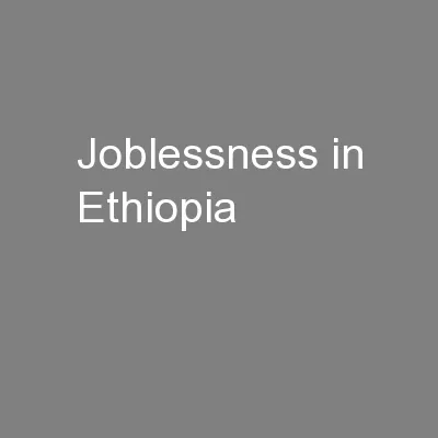 Joblessness in Ethiopia