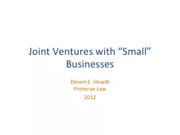 Joint Ventures with “Small
