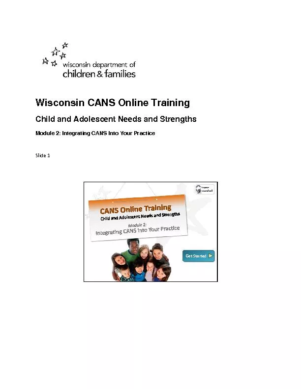 Wisconsin CANS Online TrainingChild and Adolescent Needs and Strengths