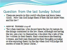 Question from the last Sunday School