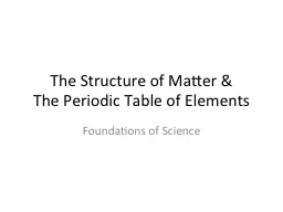 The Structure of Matter &