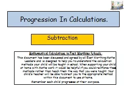 Progression In Calculations.