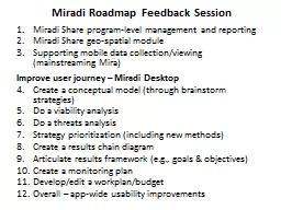 Miradi Roadmap Feedback Session