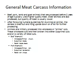 General Meat Carcass Information