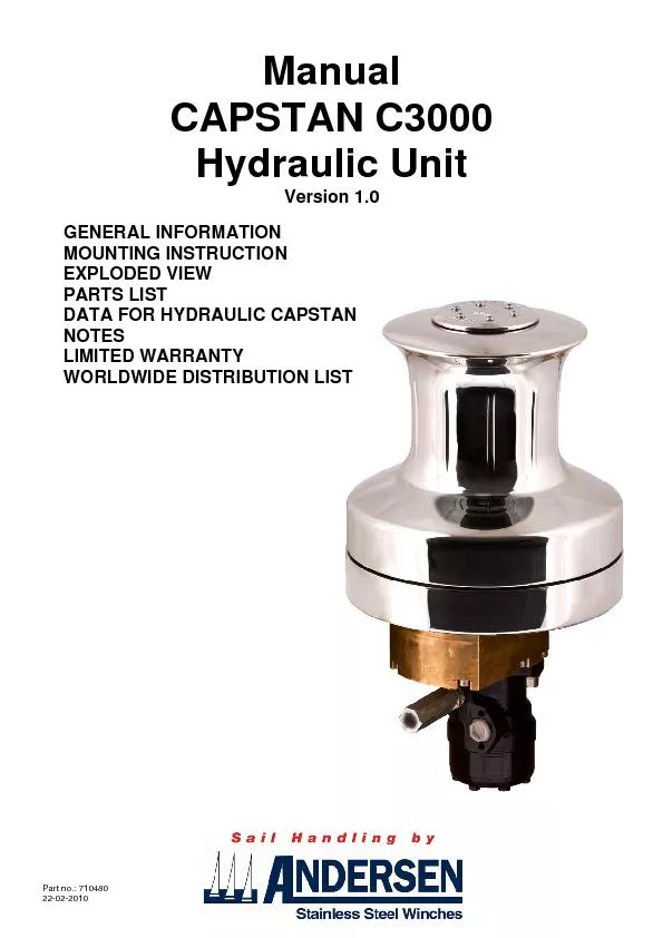CAPSTAN C3000  Hydraulic Unit  Version 1.0  GENERAL INFORMATION MOUNTI