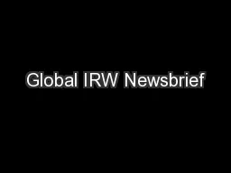 Global IRW Newsbrief