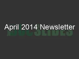 April 2014 Newsletter