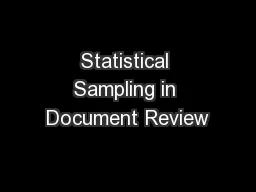 Statistical Sampling in Document Review