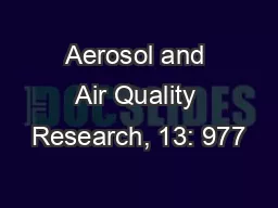 Aerosol and Air Quality Research, 13: 977