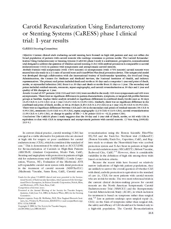 CarotidRevascularizationUsingEndarterectomyorStentingSystems(CaRESS)ph