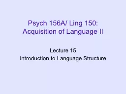 Psych 156A/ Ling 150:
