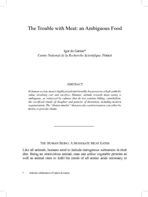 The Trouble with Meat: an Ambiguous Food
