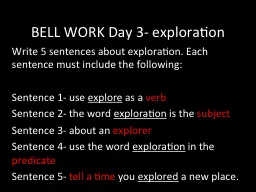BELL WORK Day 3- exploration
